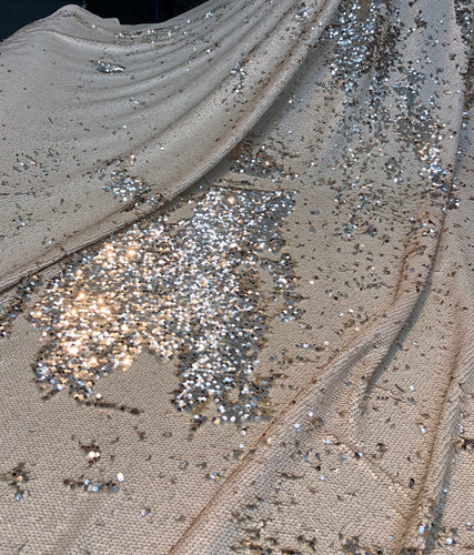 Sequence reversable gold with shinny silver mermaid sequence 54" wide    Fabric sold by the yard