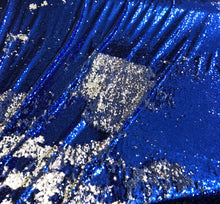 Reversible Sequence fabric 54&quot; wide    Beautiful royal blue with silver on the back side  fabric sold by the yard