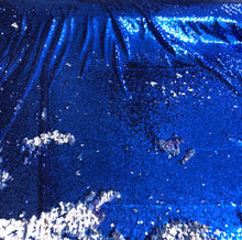 Reversible Sequence fabric 54&quot; wide    Beautiful royal blue with silver on the back side  fabric sold by the yard