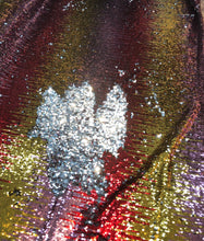 Multi color reversible sequins 54&quot; wide   Beautiful red gold silver color     Fabric sold by the yard
