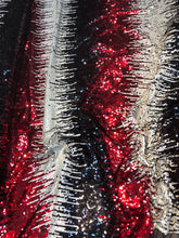 Multi color sequins 54&quot; wide    Beautiful black red cream color combo fabric sold by the yard