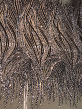 Beautiful sequins design 50&quot; wide    Charcoal grey sequins on grey mesh   Fabric sold by the yard