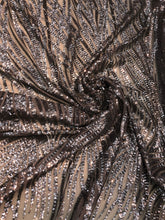 Beautiful sequins design 50&quot; wide    Charcoal grey sequins on grey mesh   Fabric sold by the yard