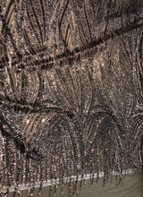 Beautiful sequins design 50&quot; wide    Charcoal grey sequins on grey mesh   Fabric sold by the yard