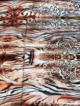 Satin charmeuse digital print 54&quot; wide   Beautiful animal print     Fabric sold by the yard