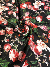 100% silk satin charmeuse digital print 54&quot; wide    Beautiful floral print  silky soft fabric sold by the fabric