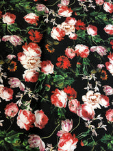 100% silk satin charmeuse digital print 54&quot; wide    Beautiful floral print  silky soft fabric sold by the fabric