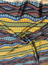 100% silk satin charmeuse digital print 54&quot; wide     Beautiful blue yellow combination  soft silky fabric sold by the yard