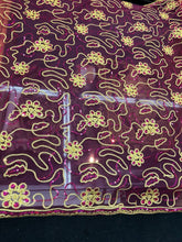 Glitter sequins corded mesh lace 50&quot; wide    Beautiful fusia mesh with gold embroidery fabric sold by the yard