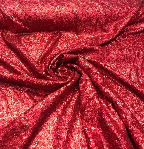 Solid sequins on mesh 52" wide   Top of the line sequins Beautiful red color sequin fabric sold by the yard