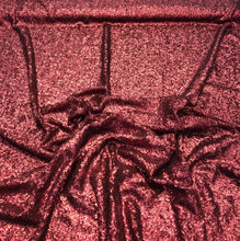 Solid sequins on mesh fabric 52&quot; wide   Top of the line sequins beautiful wine color sequins fabric sold by the yard