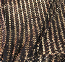 Chevron pattern sequins on stretch mesh fabric 52&quot; wide   Beautiful bronze color sequins fabric on sold by the yard