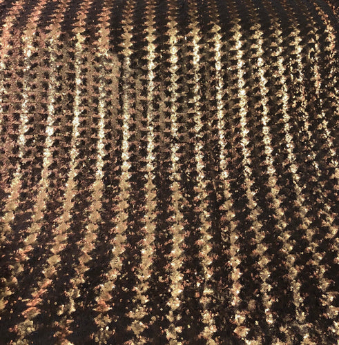 Chevron pattern sequins on stretch mesh fabric 52" wide   Beautiful bronze color sequins fabric on sold by the yard
