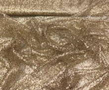 Champagne gold sequins on swirl mesh fabric 52&quot; wide    Sequins fabric sold by the yard