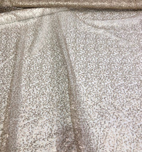 Champagne gold sequins on swirl mesh fabric 52&quot; wide    Sequins fabric sold by the yard