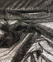 Black sequins on swirl sheer mesh fabric 52” wide    Sequins mesh fabric sold by the yard