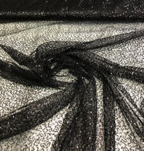 Black sequins on swirl sheer mesh fabric 52” wide    Sequins mesh fabric sold by the yard