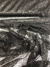 Black sequins on swirl sheer mesh fabric 52” wide    Sequins mesh fabric sold by the yard