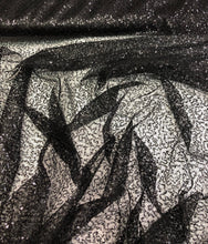 Black sequins on swirl sheer mesh fabric 52” wide    Sequins mesh fabric sold by the yard