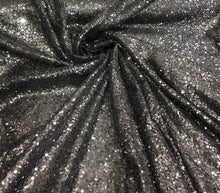 Allover Black sequins on swirl mesh fabric 52&quot; wide    Sequins fabric sold by the yard