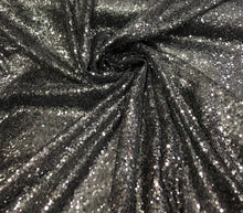 Allover Black sequins on swirl mesh fabric 52&quot; wide    Sequins fabric sold by the yard