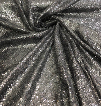 Allover Black sequins on swirl mesh fabric 52&quot; wide    Sequins fabric sold by the yard