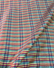 Silk shantung with noel plaids 45&quot; wide   Beautiful aqua pink yellow color silk shantung sold by the yard