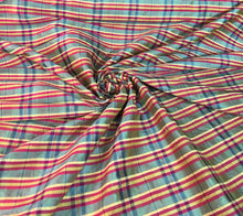 Silk shantung with noel plaids 45&quot; wide   Beautiful aqua pink yellow color silk shantung sold by the yard