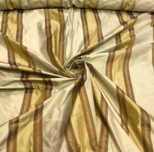 Silk taffeta stripes jaquard 54&quot; wide    Beautiful gold & mustard stripes taffeta jaquard fabric sold by the yard