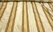 Silk taffeta stripes jaquard 54&quot; wide    Beautiful gold & mustard stripes taffeta jaquard fabric sold by the yard
