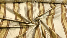 Silk taffeta stripes jaquard 54&quot; wide    Beautiful gold & mustard stripes taffeta jaquard fabric sold by the yard
