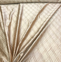 Silk shantung pintuck 52&quot; wide    Beautiful champagne color silk shantung pintuck fabric sold by the yard