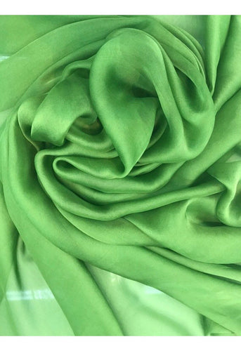 French Silk chiffon 54" wide    Beautiful parrot green silk chiffon fabric sold by the yard