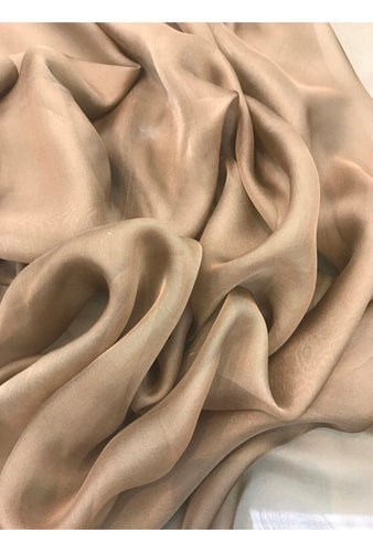Silk chiffon 54" wide    Tan color silk chiffon fabric sold by the yard