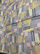 Satin charmeuse 54" wide    Beautiful geometrical design in pastel colors satin charmouse fabric sold by the yard