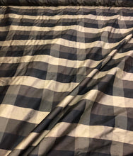 Silk shantung plaid 54&quot; wide    Beautiful black gold tan color silk shantung fabric sold by the yard