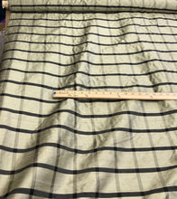 Silk shantung plaid 54&quot; wide    Beautiful save green black color silk shantung fabric sold by the yard
