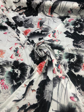 Satin charmeuse digital print 54&quot; wide    Beautiful white black red colors silky satin charmeuse fabric sold by the yard