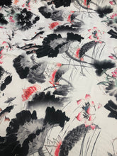 Satin charmeuse digital print 54&quot; wide    Beautiful white black red colors silky satin charmeuse fabric sold by the yard