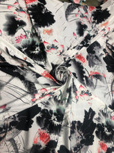Satin charmeuse digital print 54&quot; wide    Beautiful white black red colors silky satin charmeuse fabric sold by the yard