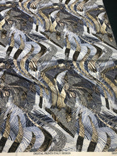 Satin  charmuse digital print 54&quot; wide   Beautiful blue abstract print silky satin charmeuse fabric sold by the yard