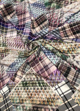 Sating charmeuse digital print 54&quot; wide   Beautiful checks pattern silky charmeuse fabric sold by the yard