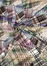 Sating charmeuse digital print 54&quot; wide   Beautiful checks pattern silky charmeuse fabric sold by the yard
