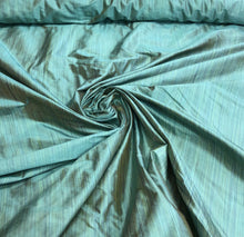 Silk shantung 54&quot; wide   Beautiful pinstripe turquise color silk shantung fabric sold by the yard