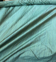 Silk shantung 54&quot; wide   Beautiful pinstripe turquise color silk shantung fabric sold by the yard