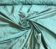Silk shantung 54&quot; wide   Beautiful pinstripe turquise color silk shantung fabric sold by the yard