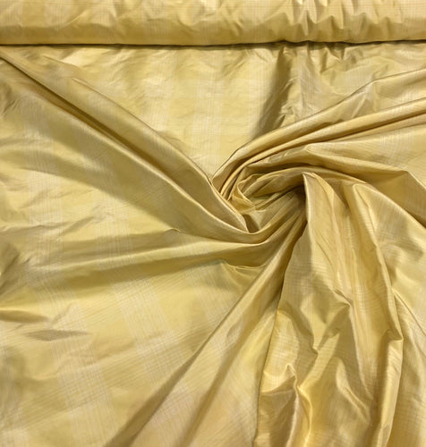 Silk taffeta plaid 54" wide    Beautiful canary gold with ivory striped checks silk taffeta fabric sold by the yard
