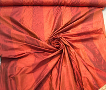 Silk shantung stripe 54&quot; wide    Beautiful burnt orange color stripe silk shantung fabric sold by the yard