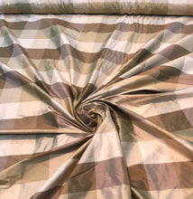 Silk shantung plaids 54&quot; wide    Beautiful tan gold colors silk shantung fabric sold by the yard