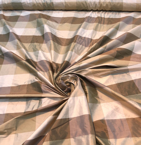 Silk shantung plaids 54" wide    Beautiful tan gold colors silk shantung fabric sold by the yard